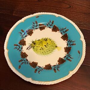 Lou Rota Anthropologie Nature Table Plate Pufferfish Plate 9 1/4”